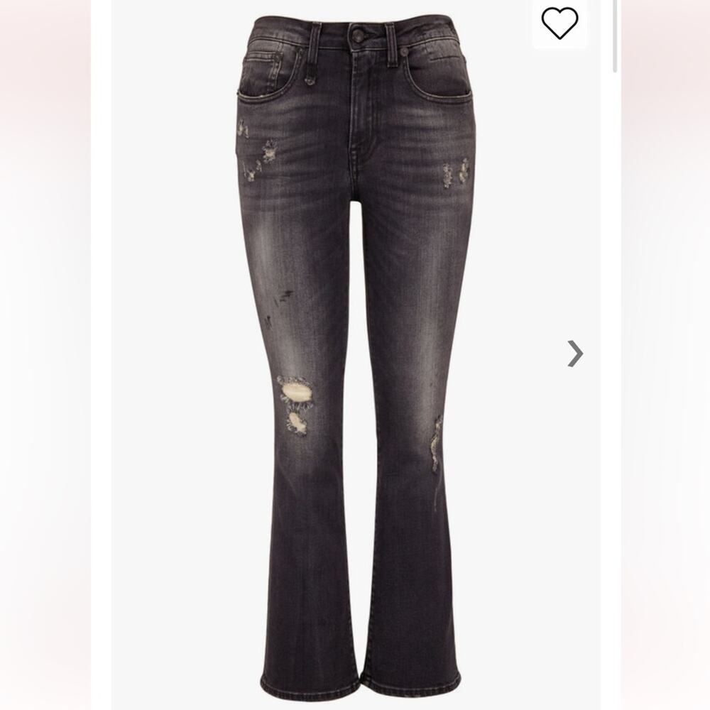 R13 kick fit cropped flare strummer wash sz 28